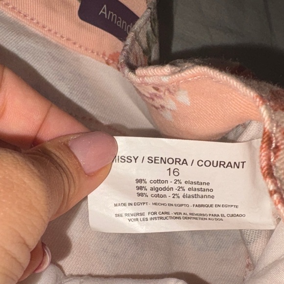 Gloria Vanderbilt Pink Amanda‎ Peach Floral Capris size 16 - Picture 5 of 8